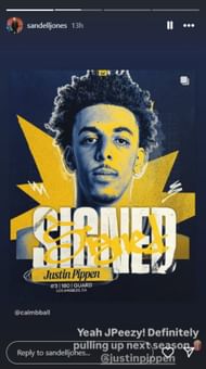 Sierra Canyon basketball HC congratulates Scottie Pippen's son Justin Pippen as he transfers from Michigan to California Golden Bears (Image: IG/sandelljones)